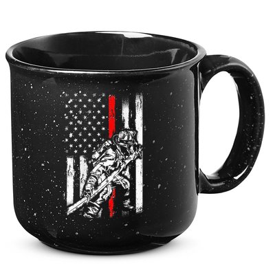Firefighter Red Us Patriotic Funny Fireman American Flag 15oz Campfire Ceramic Mug