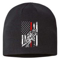 Firefighter Red Us Patriotic Funny Fireman American Flag Sustainable Beanie