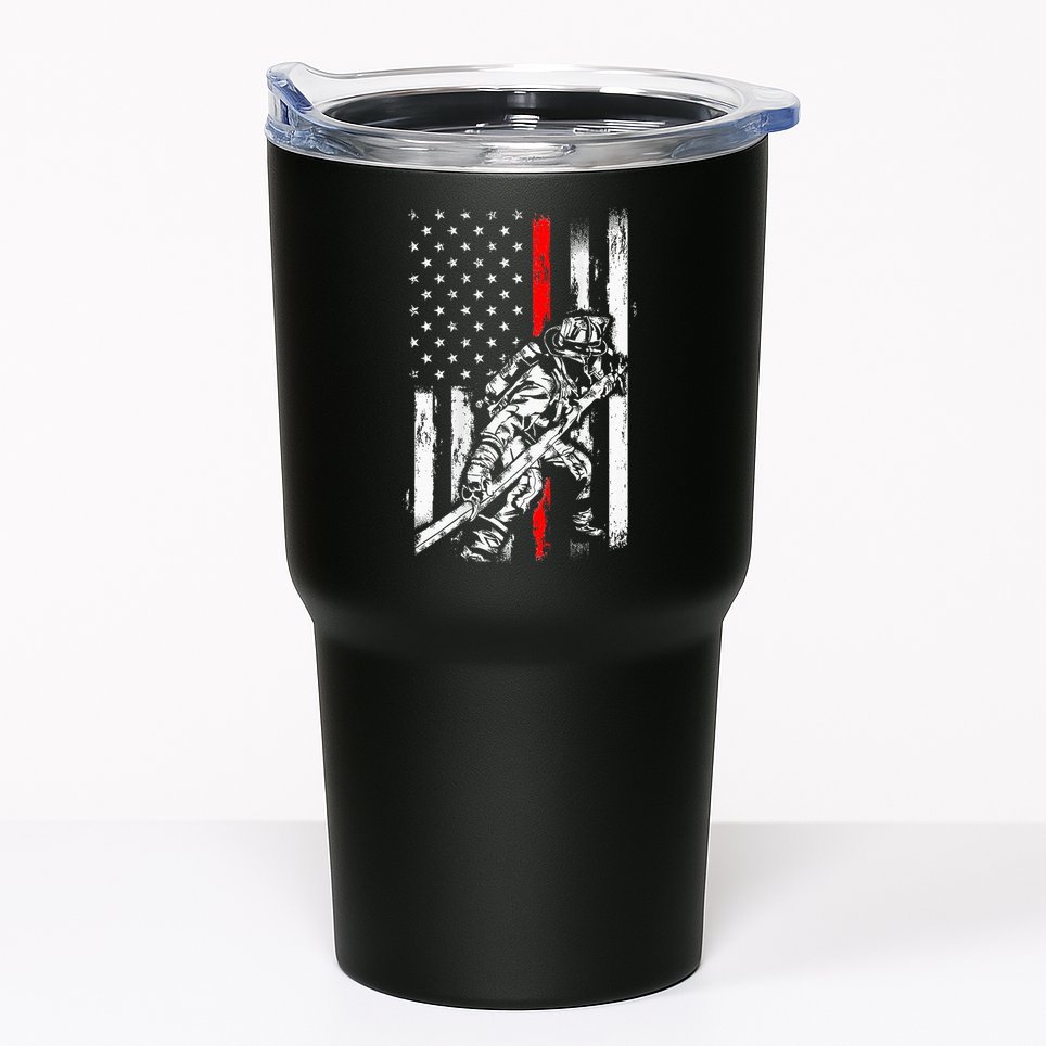 Firefighter Red Us Patriotic Funny Fireman American Flag Tumbler
