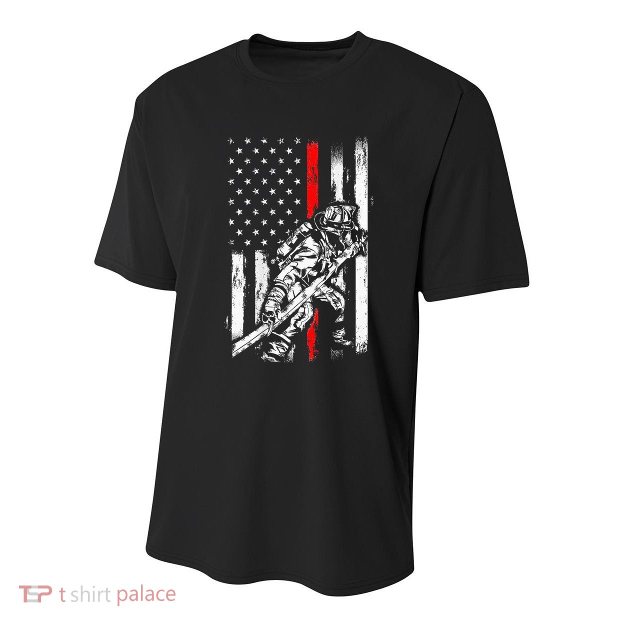 Firefighter Red Us Patriotic Funny Fireman American Flag Youth Performance Sprint T-Shirt