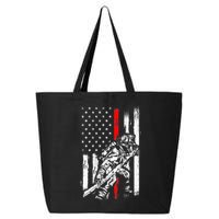 Firefighter Red Us Patriotic Funny Fireman American Flag 25L Jumbo Tote