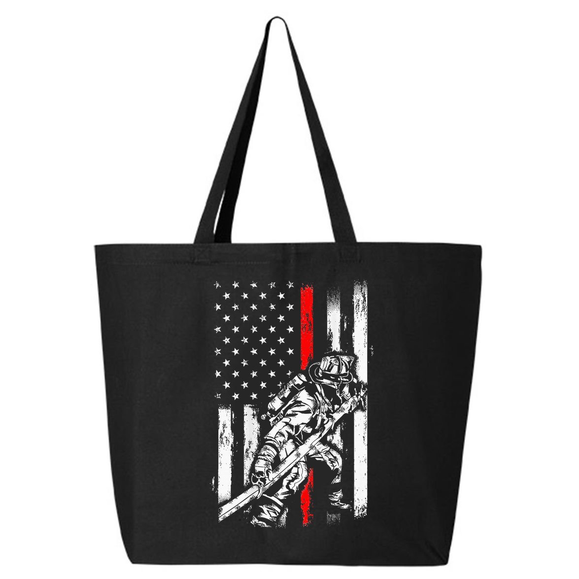Firefighter Red Us Patriotic Funny Fireman American Flag 25L Jumbo Tote