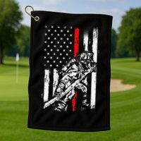 Firefighter Red Us Patriotic Funny Fireman American Flag Golf Towel
