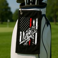 Firefighter Red Us Patriotic Funny Fireman American Flag Golf Towel
