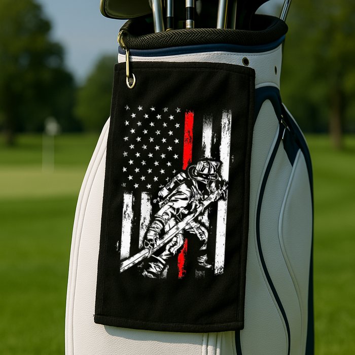 Firefighter Red Us Patriotic Funny Fireman American Flag Golf Towel