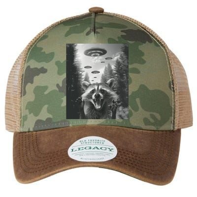 Funny Raccoon UFO Alien Invasion Legacy Tie Dye Trucker Hat