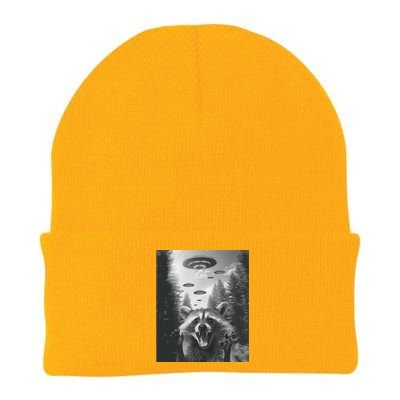 Funny Raccoon UFO Alien Invasion Knit Cap Winter Beanie