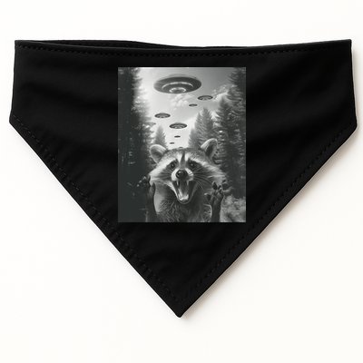 Funny Raccoon UFO Alien Invasion USA-Made Doggie Bandana