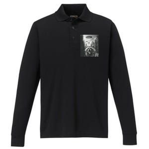 Funny Raccoon UFO Alien Invasion Performance Long Sleeve Polo