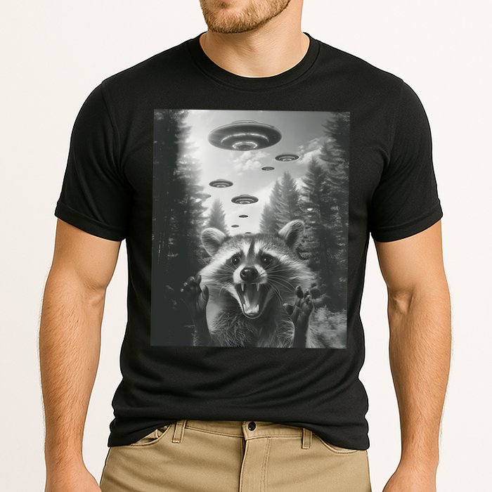 Funny Raccoon UFO Alien Invasion Cooling Performance Crew T-Shirt