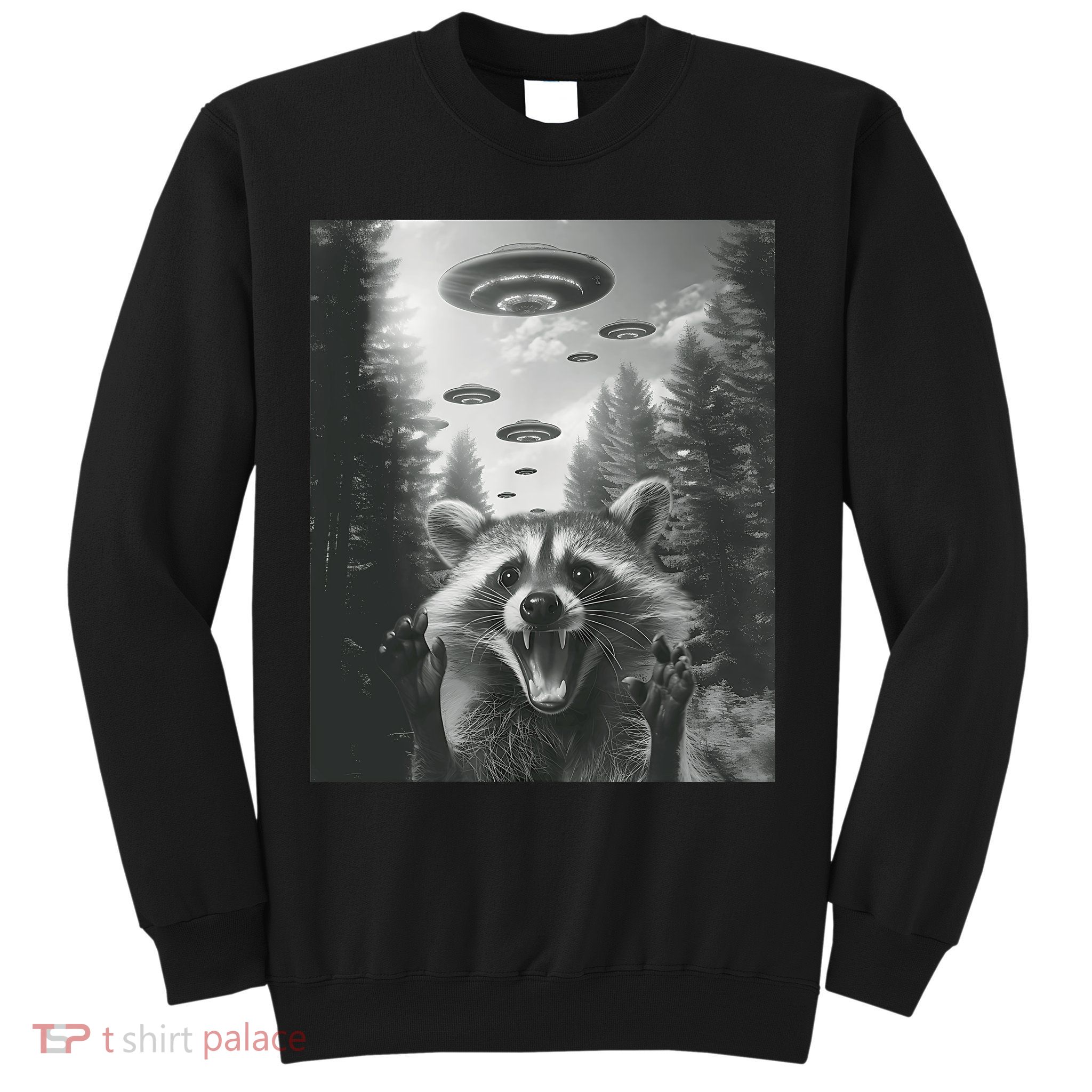 Funny Raccoon UFO Alien Invasion Sweatshirt