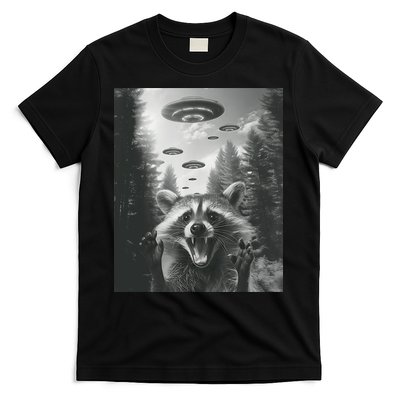 Funny Raccoon UFO Alien Invasion T-Shirt