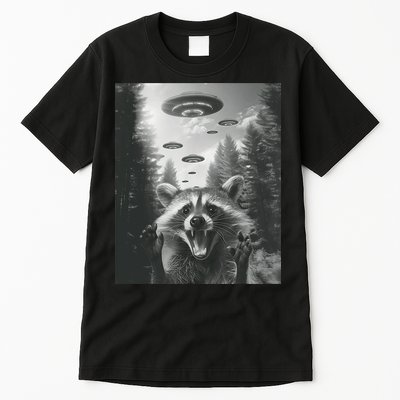 Funny Raccoon UFO Alien Invasion Tall T-Shirt