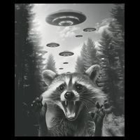 Funny Raccoon UFO Alien Invasion City Backpack