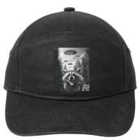 Funny Raccoon UFO Alien Invasion 7-Panel Snapback Hat