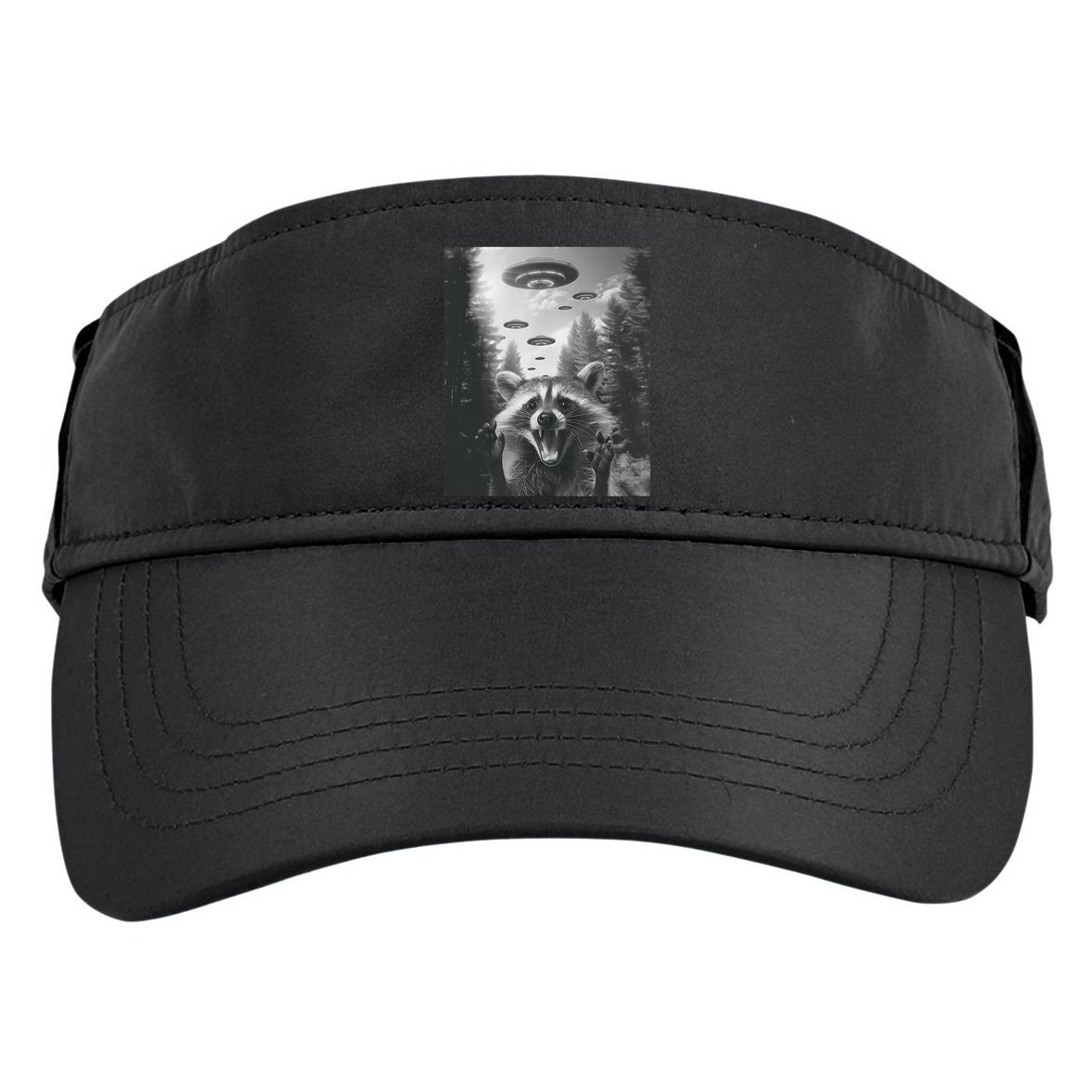 Funny Raccoon UFO Alien Invasion Adult Drive Performance Visor