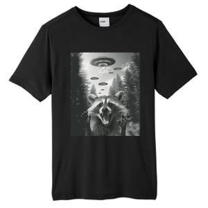 Funny Raccoon UFO Alien Invasion Tall Fusion ChromaSoft Performance T-Shirt