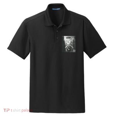 Funny Raccoon UFO Alien Invasion Dry Zone Grid Polo