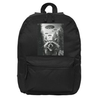 Funny Raccoon UFO Alien Invasion 16 in Basic Backpack