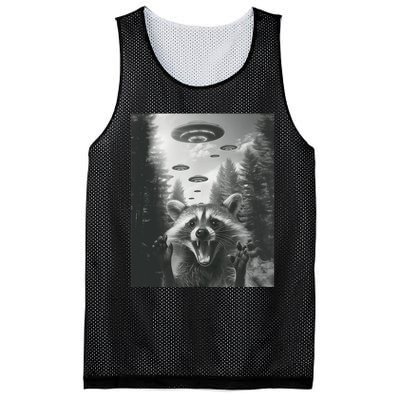 Funny Raccoon UFO Alien Invasion Mesh Reversible Basketball Jersey Tank