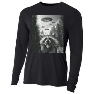 Funny Raccoon UFO Alien Invasion Cooling Performance Long Sleeve Crew