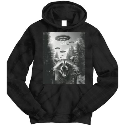 Funny Raccoon UFO Alien Invasion Tie Dye Hoodie
