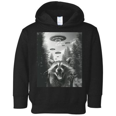 Funny Raccoon UFO Alien Invasion Toddler Hoodie