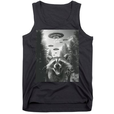 Funny Raccoon UFO Alien Invasion Tank Top