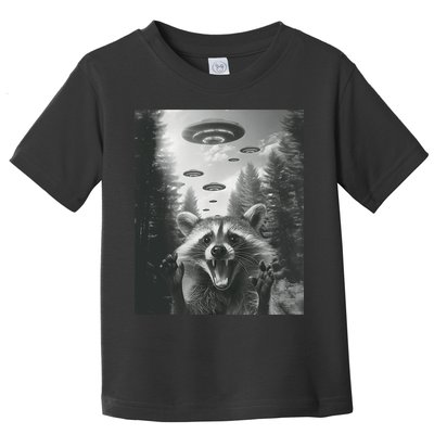 Funny Raccoon UFO Alien Invasion Toddler T-Shirt