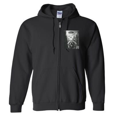 Funny Raccoon UFO Alien Invasion Full Zip Hoodie