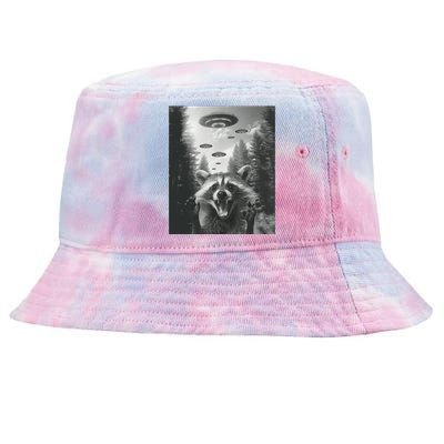 Funny Raccoon UFO Alien Invasion Tie-Dyed Bucket Hat