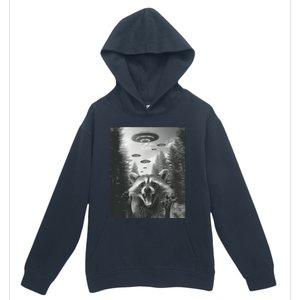 Funny Raccoon UFO Alien Invasion Urban Pullover Hoodie