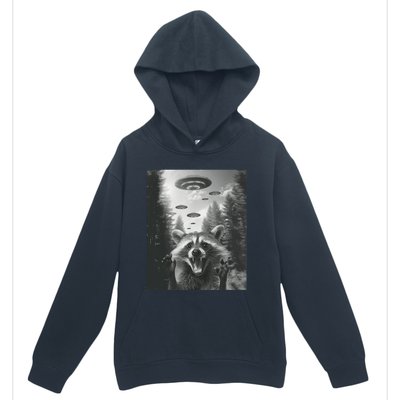 Funny Raccoon UFO Alien Invasion Urban Pullover Hoodie