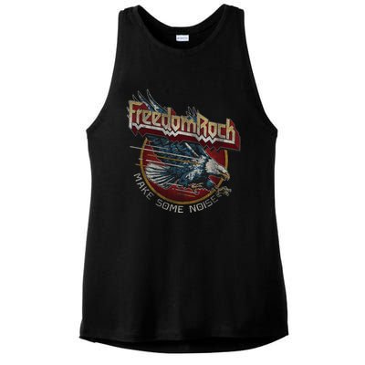 Freedom Rock Usa Eagle Vintage Retro Band Concert 4th July Gift Ladies PosiCharge Tri-Blend Wicking Tank