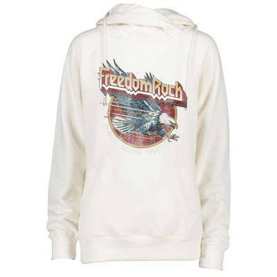 Freedom Rock Usa Eagle Vintage Retro Band Concert 4th July Gift Womens Funnel Neck Pullover Hood