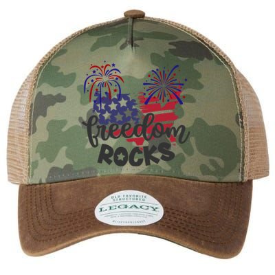 Freedom Rocks Usa Flag And Fireworks Cool Gift Legacy Tie Dye Trucker Hat