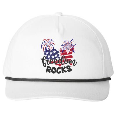 Freedom Rocks Usa Flag And Fireworks Cool Gift Snapback Five-Panel Rope Hat