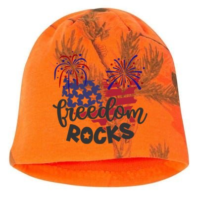 Freedom Rocks Usa Flag And Fireworks Cool Gift Kati - Camo Knit Beanie