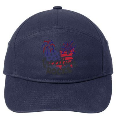 Freedom Rocks Usa Flag And Fireworks Cool Gift 7-Panel Snapback Hat