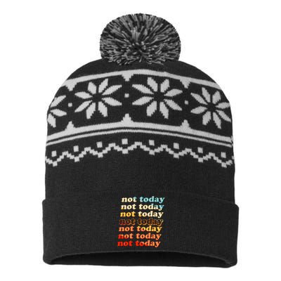 Funny Retro Vintage Not Today USA-Made Snowflake Beanie