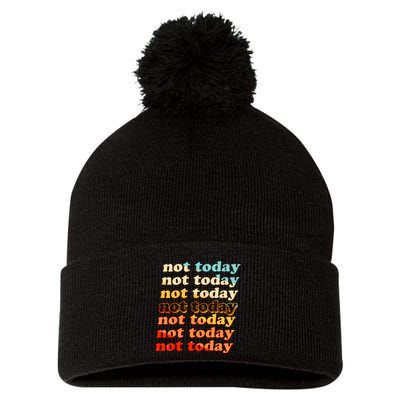 Funny Retro Vintage Not Today Pom Pom 12in Knit Beanie