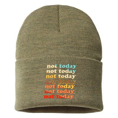 Funny Retro Vintage Not Today Sustainable Knit Beanie