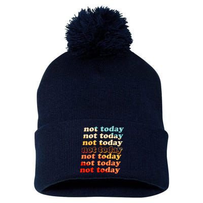 Funny Retro Vintage Not Today Pom Pom 12in Knit Beanie