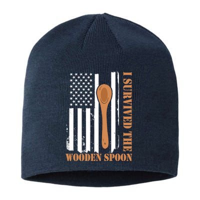 Funny Retro Vintage Wooden Spoon Survivor Sustainable Beanie