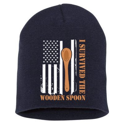 Funny Retro Vintage Wooden Spoon Survivor Short Acrylic Beanie