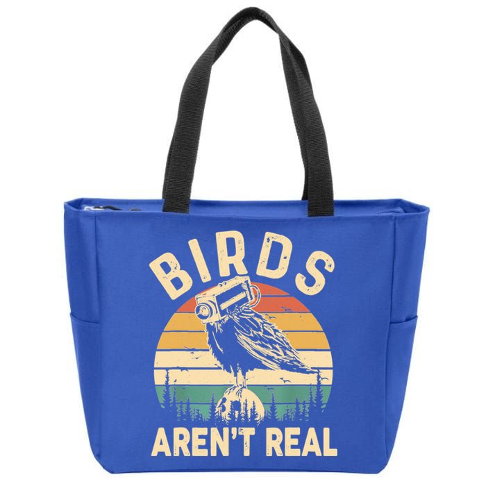 Funny Retro Vintage Birds Aren't Real Birds Spies Gift Zip Tote Bag