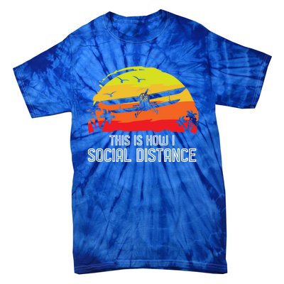 Funny Retro Vintage Airplane Aviation Pilot Gift Tie-Dye T-Shirt