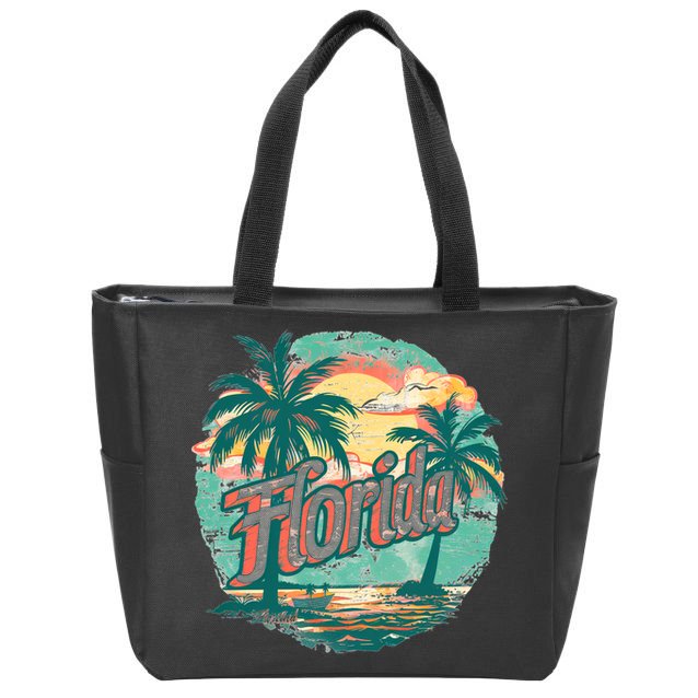 Florida Retro Vintage Vacation Zip Tote Bag
