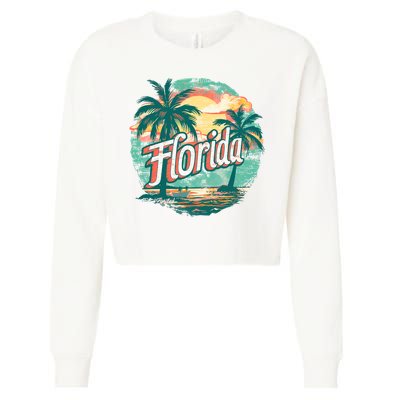 Florida Retro Vintage Vacation Cropped Pullover Crew