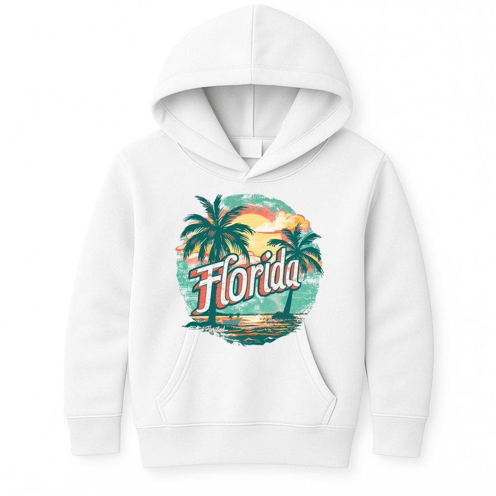Florida Retro Vintage Vacation Kids Hoodie